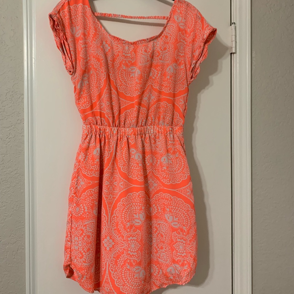 American Eagle Neon Orange Paisley Dress, Size XS